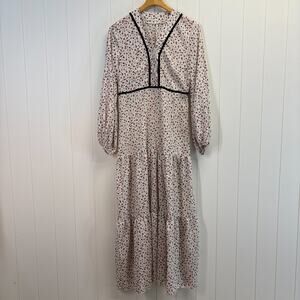 Shein Womens Cottage Boho Floral Tiered Trad‎ Wife Maxi Dress Size M Homestead